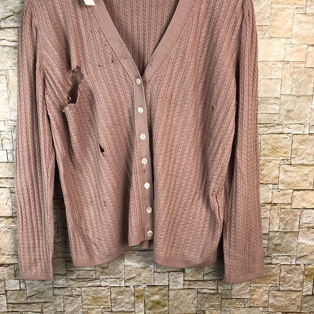 Homespun Knitwear × Japanese Brand Leilian Pink Cardigan ripped Knitwear #A1181 Size M / US 6-8 / IT 42-44 - 6 Thumbnail