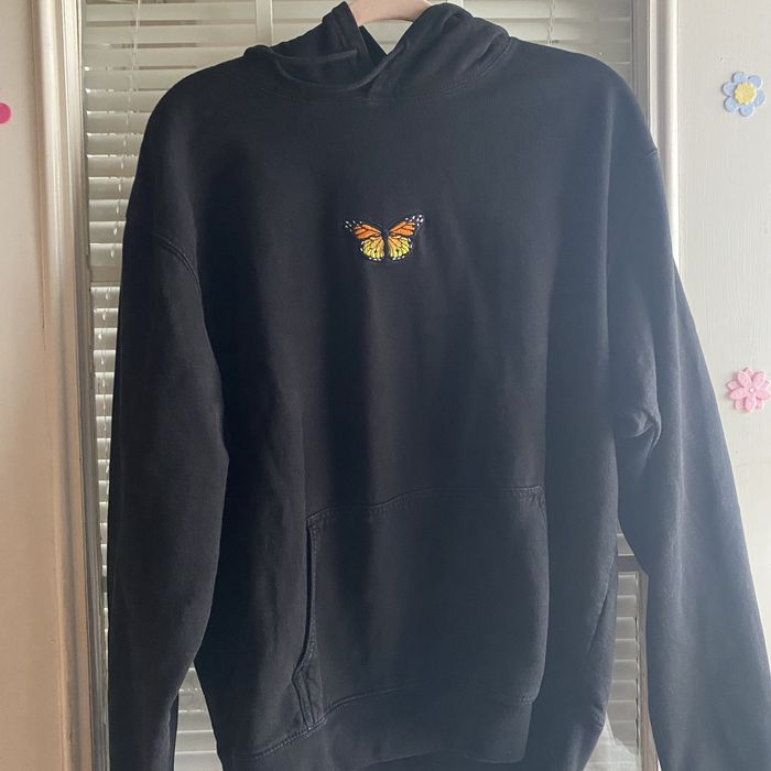 Brandy Melville Black Hoodie Sweatshirt Butterfly John Galt One Size Fits  All
