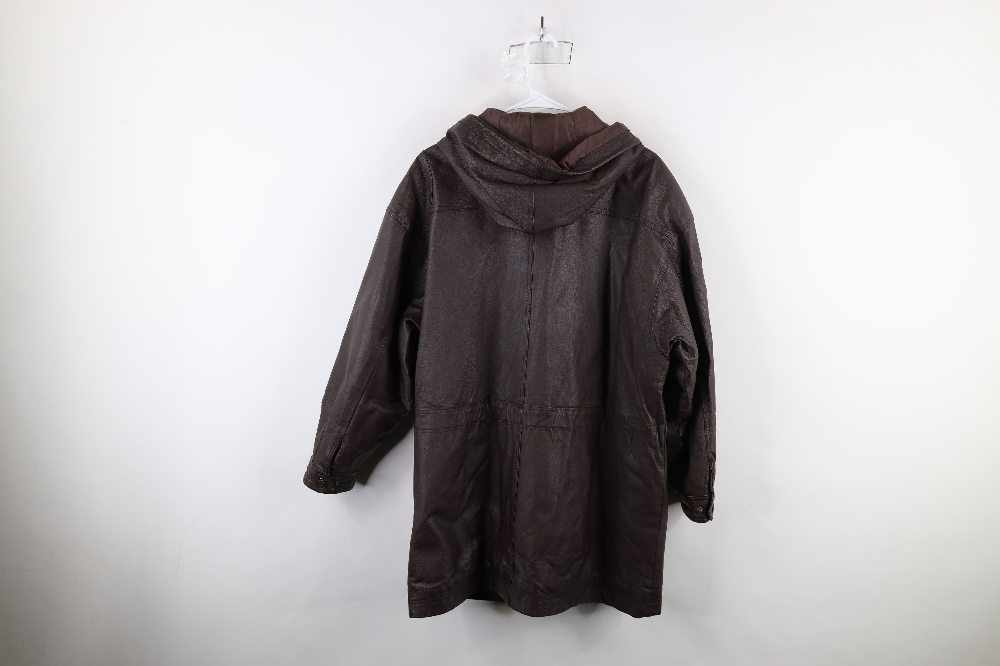 Vintage Vintage 90s Streetwear Leather Hooded Chore Barn Jacket Size US M / EU 48-50 / 2 - 15 Thumbnail