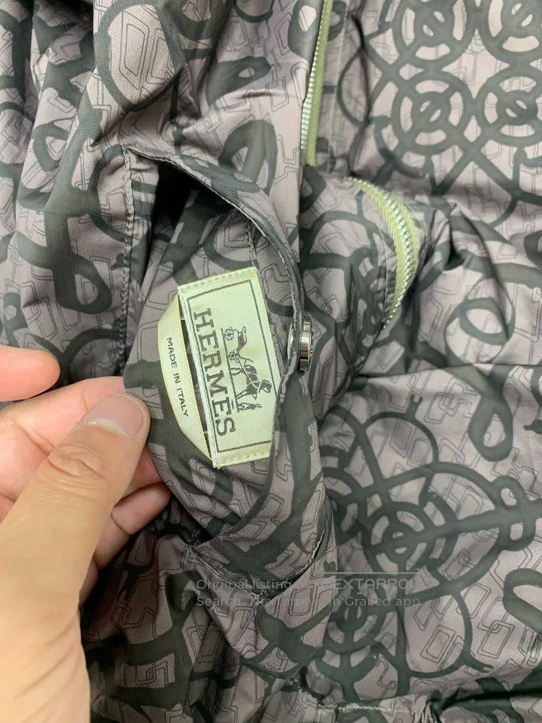 Hermes Hermes Coffee-colored geometric pattern printed reversible Size L / US 10 / IT 46 - 5 Thumbnail