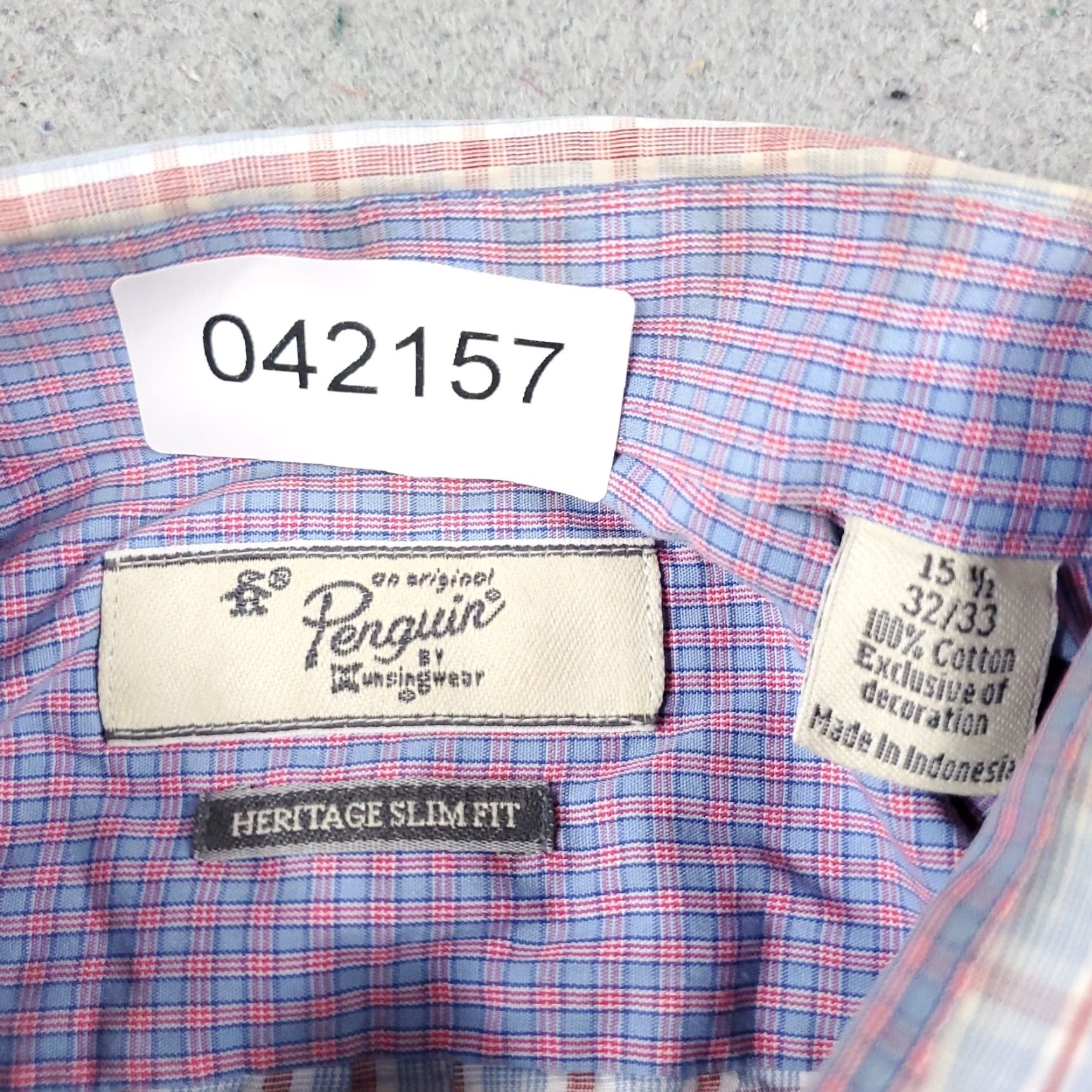 Original Penguin Original Penguin Shirt Adult 15.5 Blue Plaid Dress Shirt Long Sleeve Button Up Cotton Mens Size 40R - 8 Thumbnail