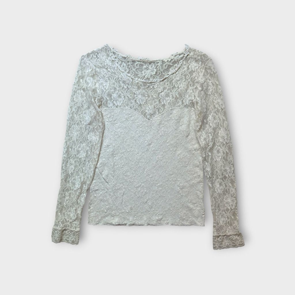 Other TRUE VINTAGE HANKY PANKY CREAM SHEER LACE LONG SLEEVE SZ M Size L / US 10 / IT 46 - 1 Thumbnail