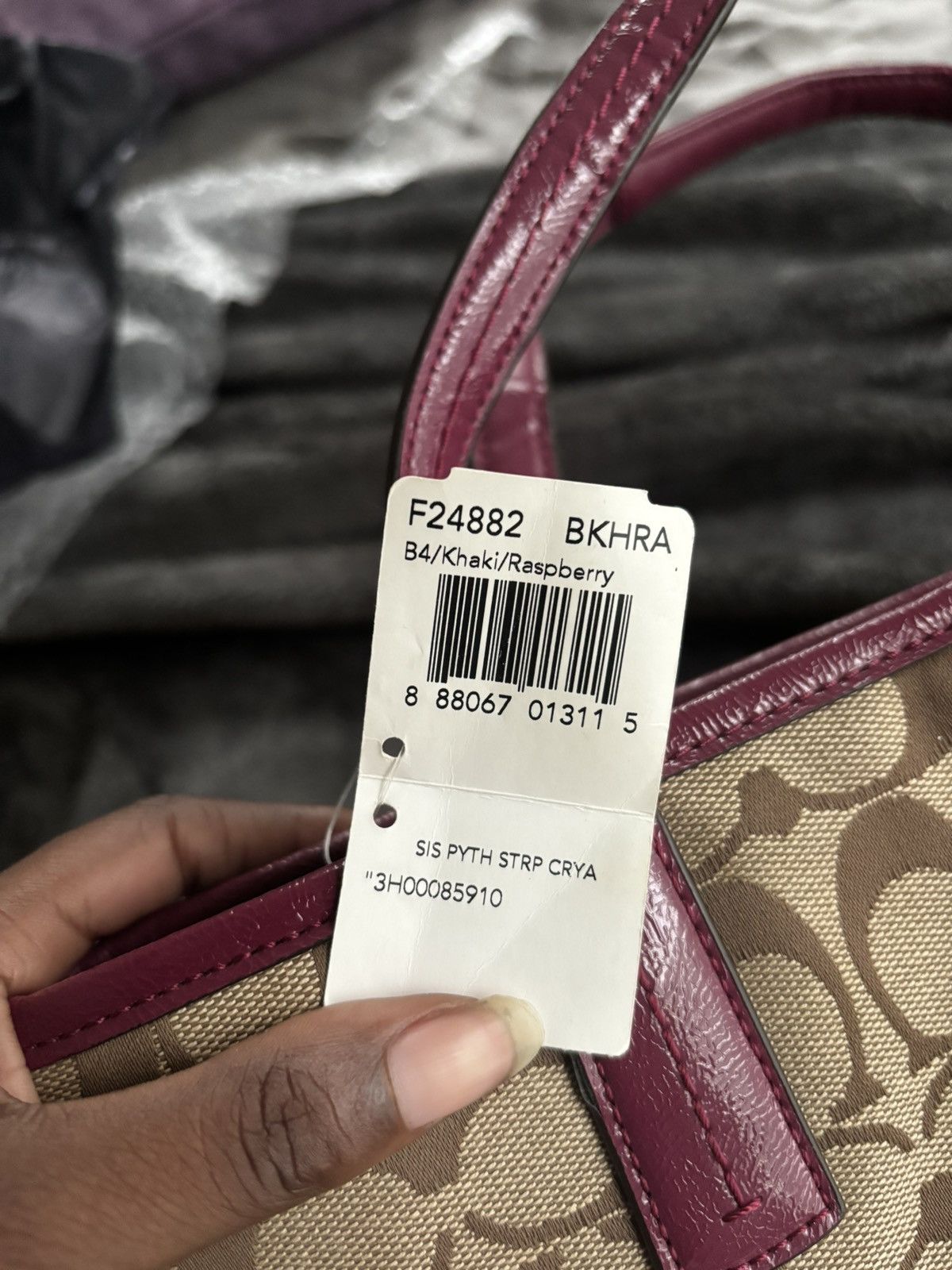 Coach Coach Beige and Purple Python Print Handbag Tote F24882 Size ONE SIZE - 4 Thumbnail