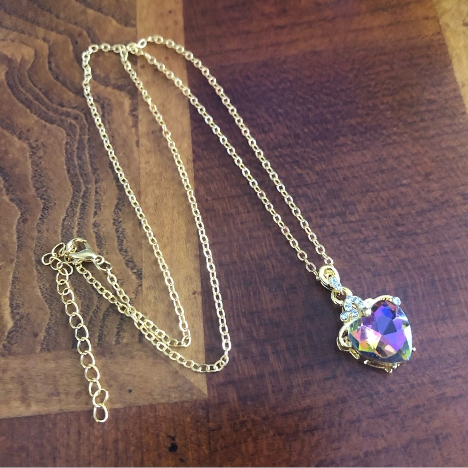 Jewelry Ladies heart shape faceted rainbow crystal necklace Size ONE SIZE - 2 Thumbnail