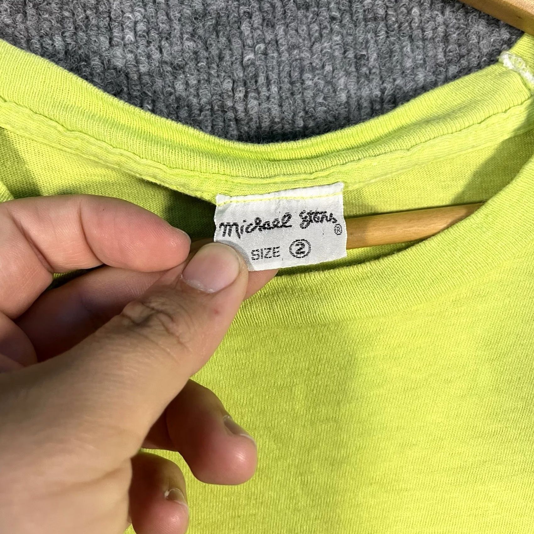 Michael Stars VINTAGE Michael Stars T-Shirt Mens XL Neon Green Crew Neck Short Sleeve USA Flags 90s Made In USA Size US XL / EU 56 / 4 - 4 Thumbnail