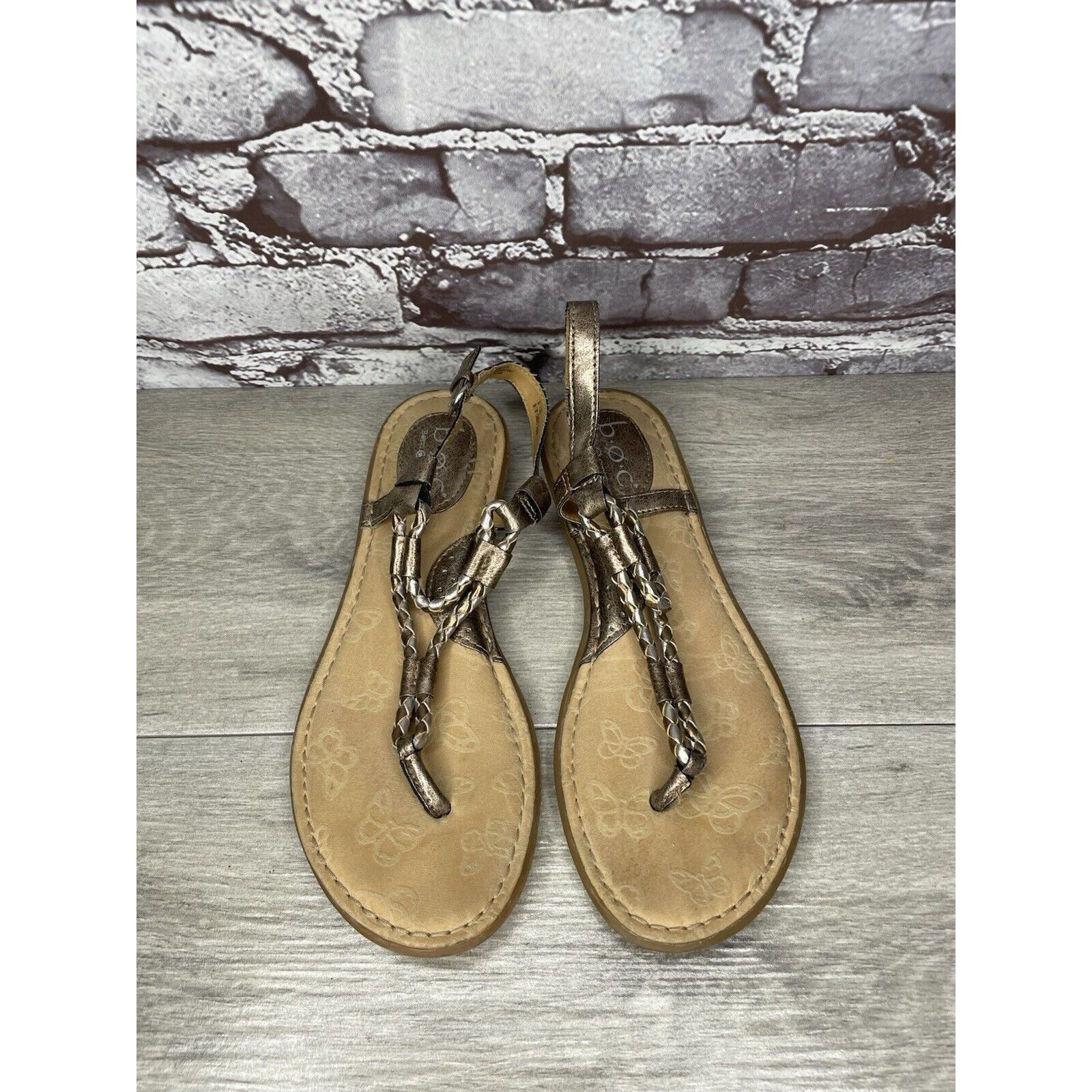 Born BOC Born Concept Bronze Metallic Leather Braided Thong Sanda Size US 8 / IT 38 - 18 Thumbnail