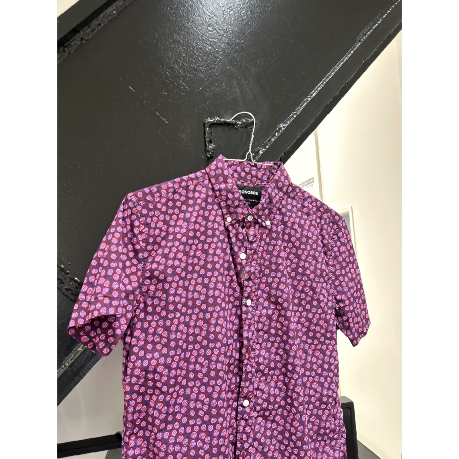 Bonobos Bonobos Shirt Mens M Slim Pink Cotton Floral Button-Up Short Sleeve | Button-Down Collar | Regular Size Type | Men Size US M / EU 48-50 / 2 - 2 Thumbnail