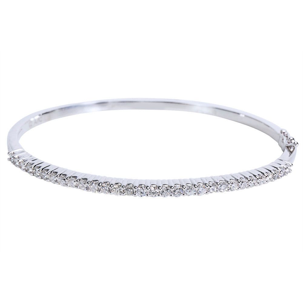 image of Tiffany Co Diamond Bangle In 14K White Gold (1.40 Ctw), Women's