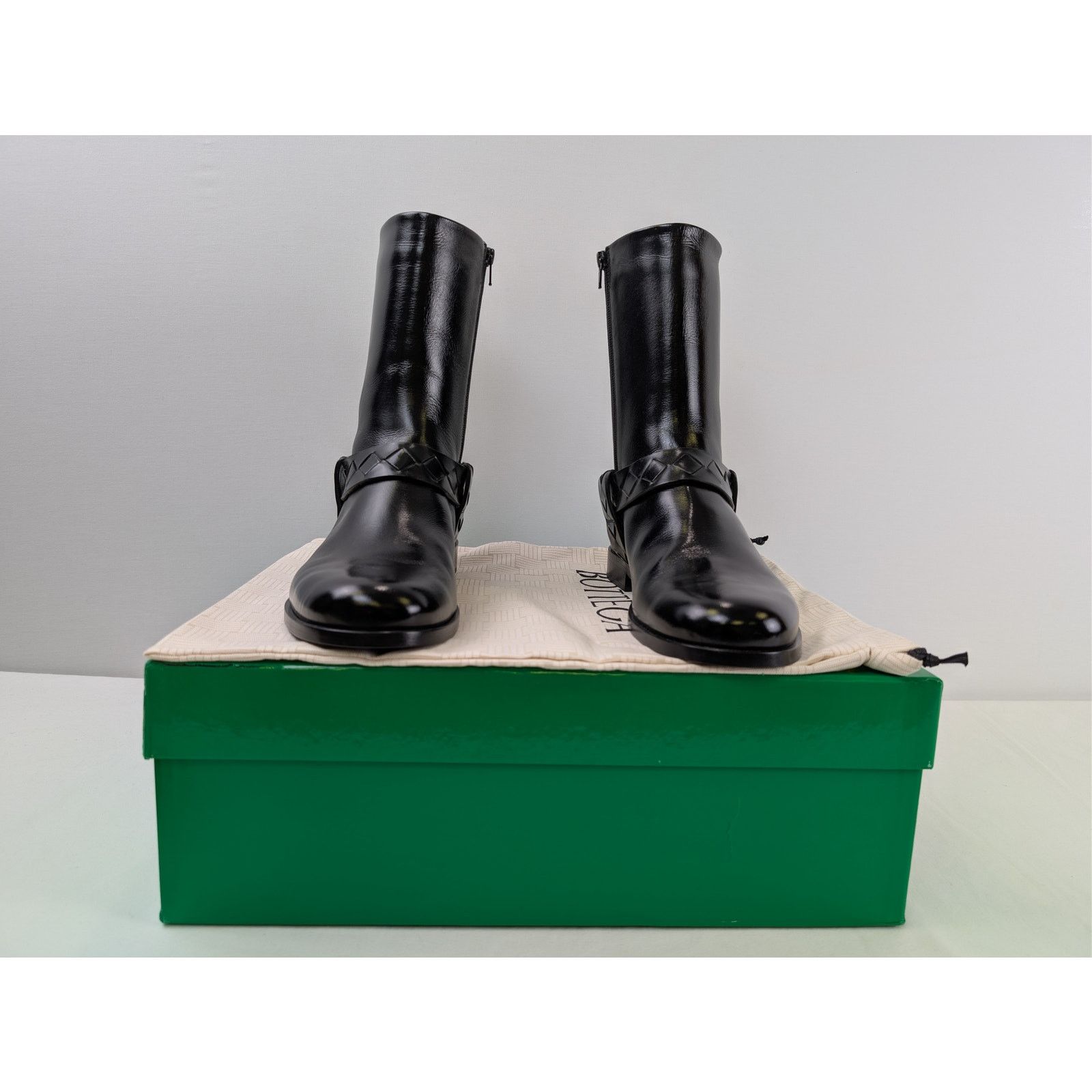 Bottega Veneta o1rshd1 Intrecciato-Woven Harness-Style Ankle Strap Hi Boots Size US 12 / EU 45 - 14 Thumbnail