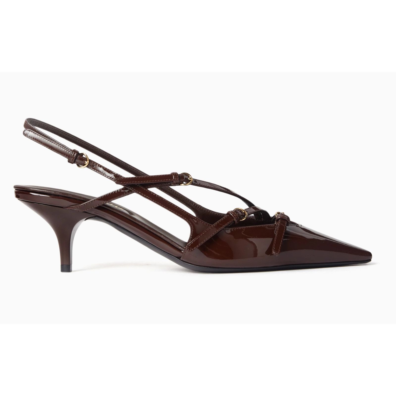 Miu Miu Miu Miu Cacao Brown Patent Buckle Trio Slingback Heel 36 Size US 6 / IT 36 - 1 Thumbnail