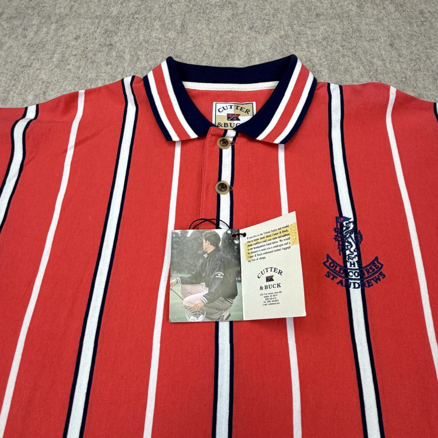 Cutter & Buck Cutter & Buck Old Course St Andrews Polo Shirt Mens XL Red Stripe Golf Casual Size US XL / EU 56 / 4 - 6 Thumbnail