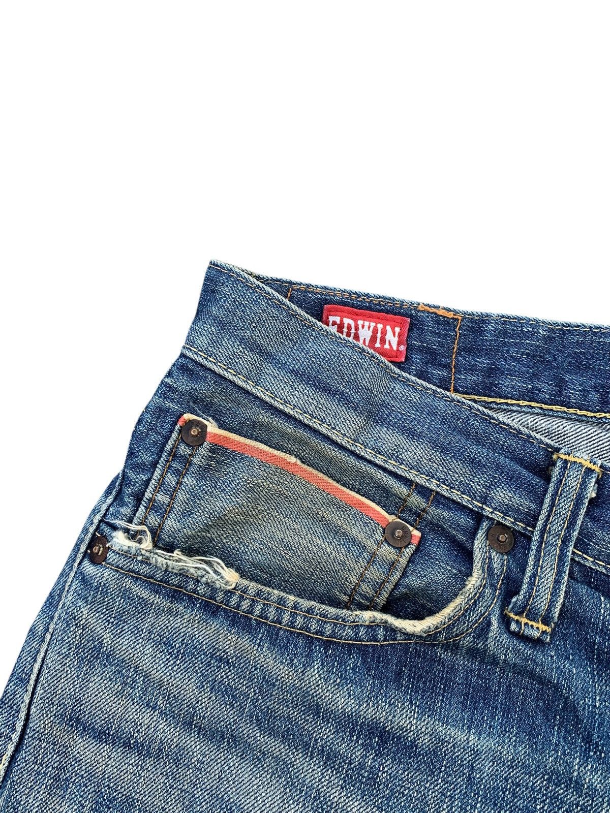 Edwin VINTAGE EDWIN505zx SELVEDGE BUCKLE BACK DISTRESSED DENIM Size US 33 - 15 Thumbnail