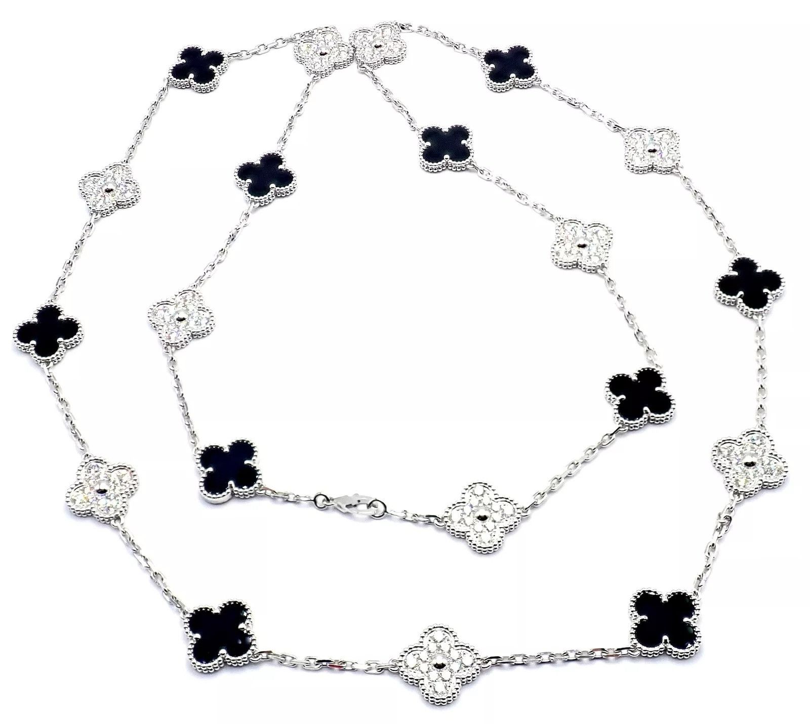Van Cleef & Arpels Van Cleef & Arpels 18k 20 Motif Alhambra Diamond Necklace Size ONE SIZE - 6 Thumbnail