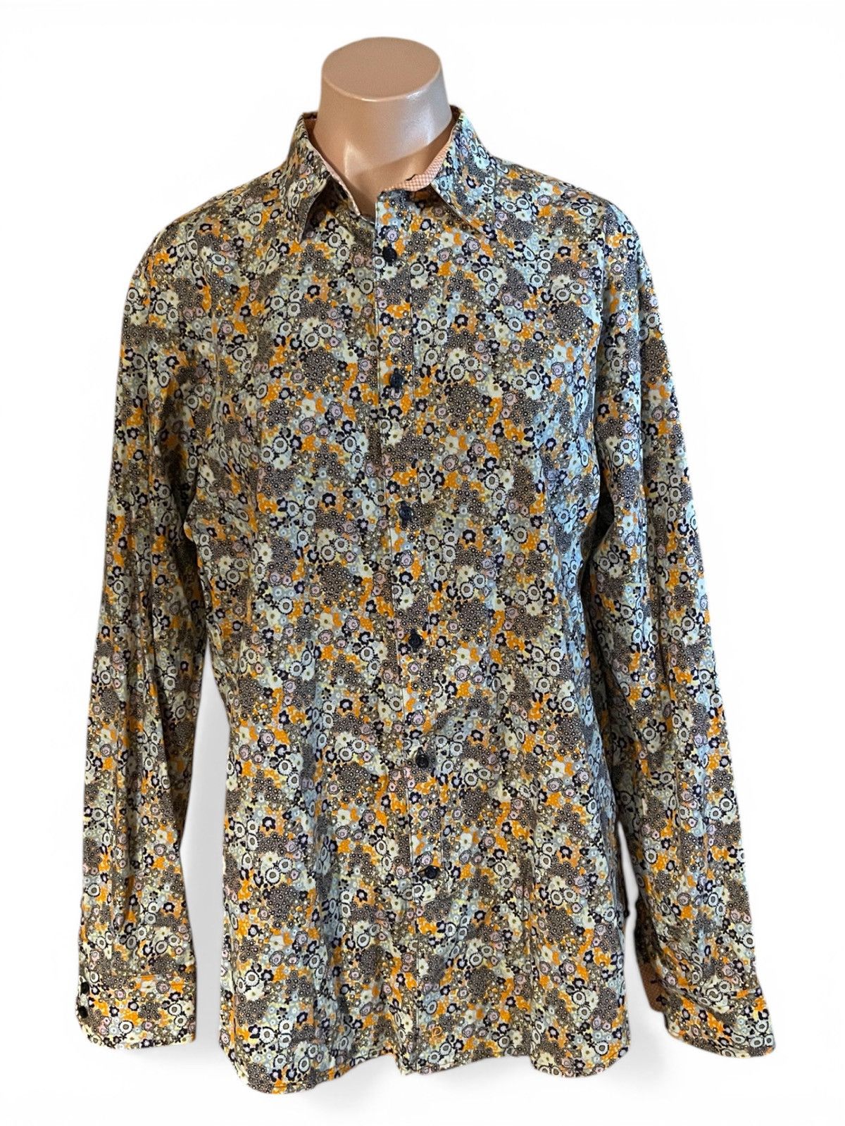 Thomas Dean Thomas Dean Men Medium Floral Button Down Long Sleeve Shirt Size US M / EU 48-50 / 2 - 1 Thumbnail
