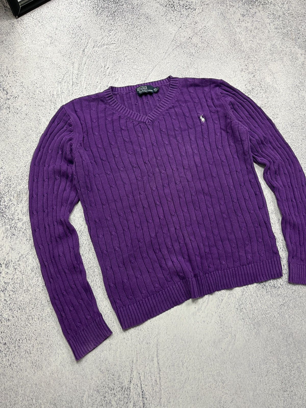 Polo Ralph Lauren Polo Ralph Lauren Cable Knit Jumper Sweater Women’s Purple Size XL / US 12-14 / IT 48-50 - 2 Thumbnail