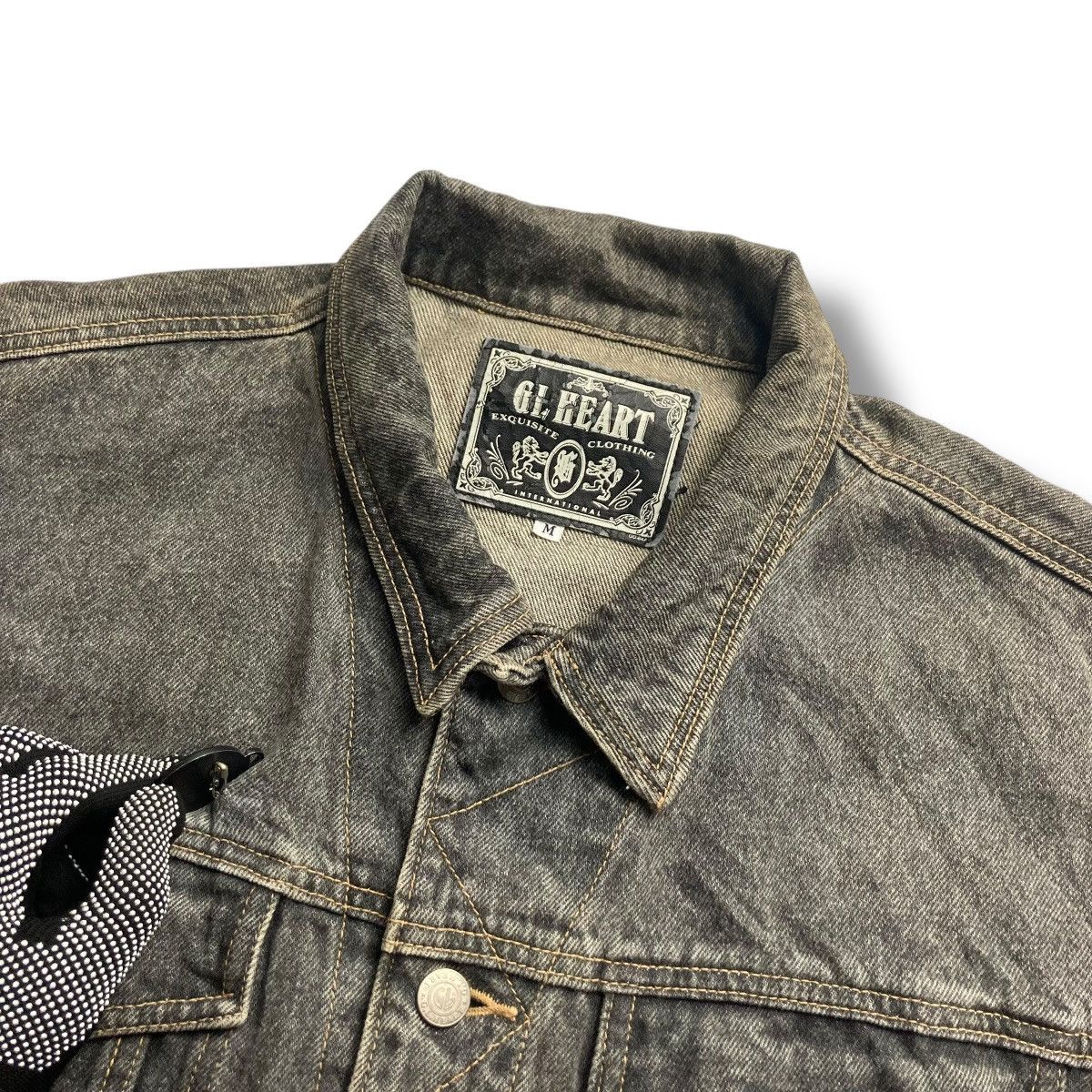 Hysteric Glamour 🇯🇵 VINTAGE GL HEART CROPPED WASHED DENIM JACKET Size US M / EU 48-50 / 2 - 5 Thumbnail