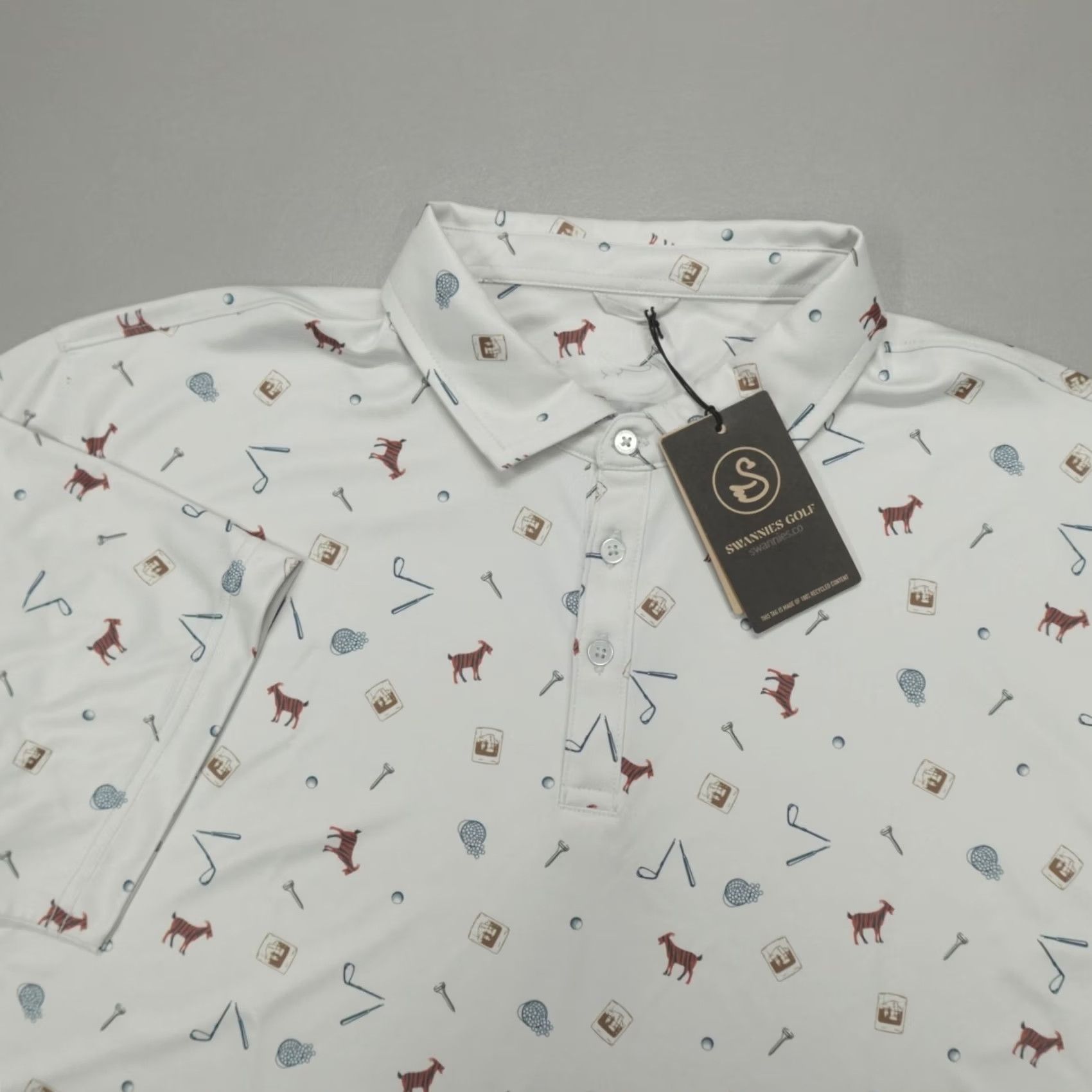 Vintage Swannies Golf Polo Shirt XL Gray Print Athletic S/S Men's Glacier Amendt Size US XL / EU 56 / 4 - 2 Thumbnail