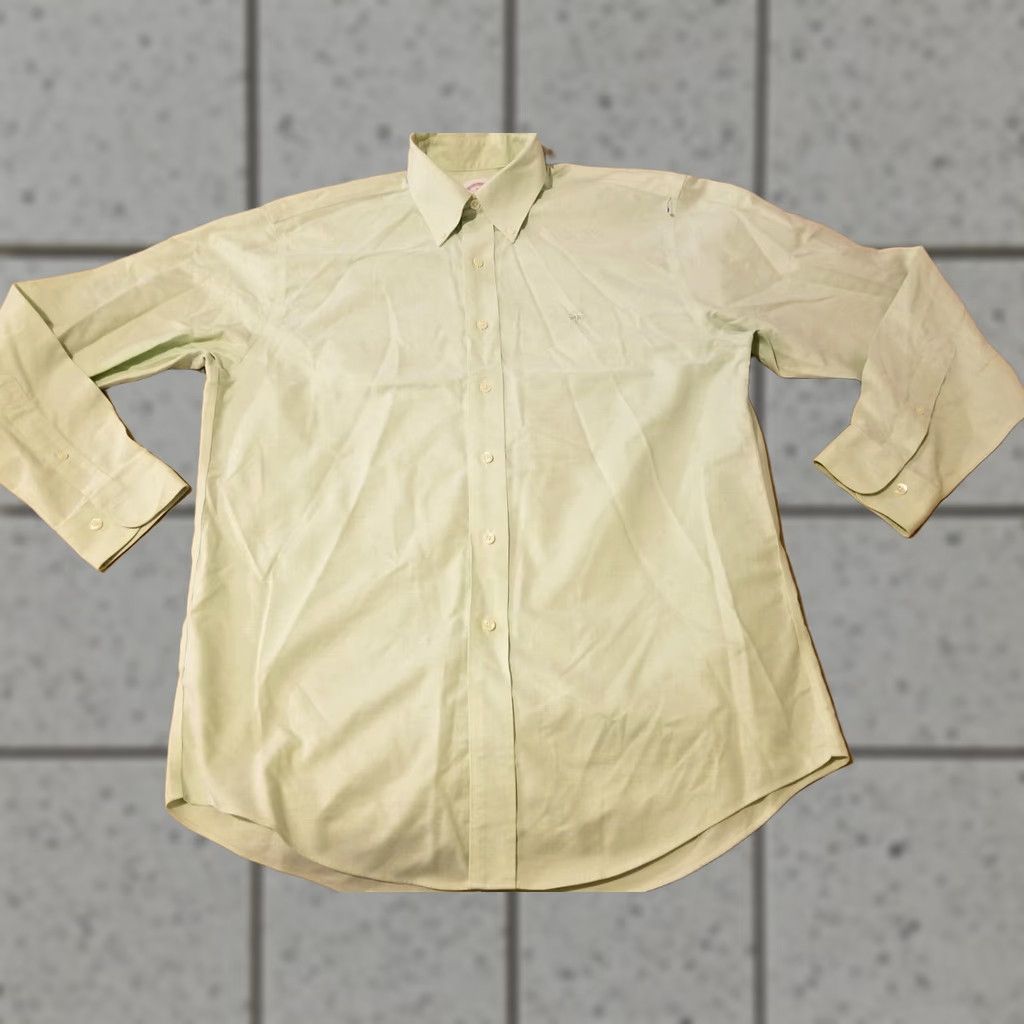Brooks Brothers VINTAGE Mens Brooks Brothers Dress Shirt M Medium Green Button Cotton Size 40R - 1 Thumbnail