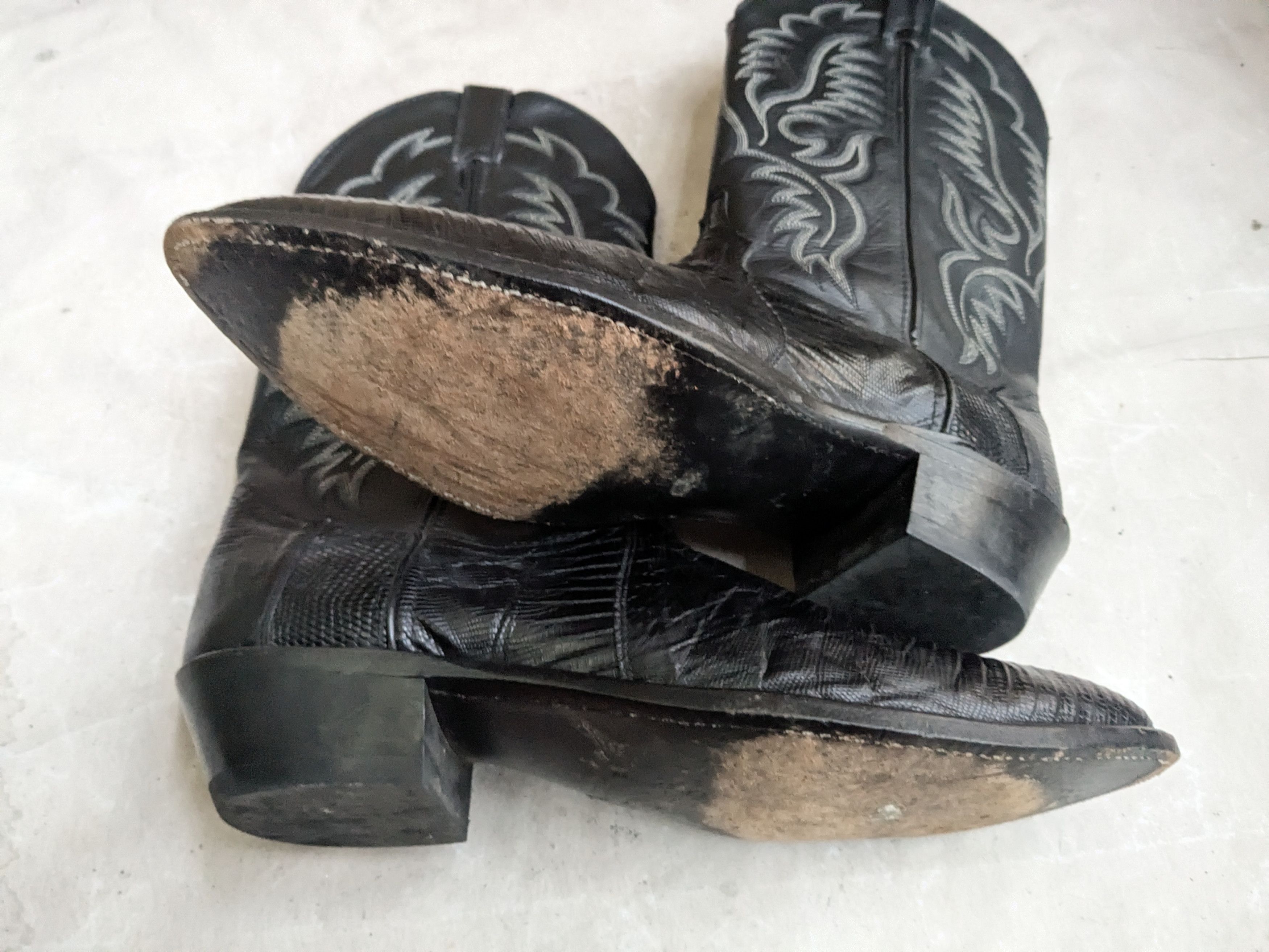 Genuine Leather Code West Cowboy Boots Black Lizard Leather 10.5 M Size US 10.5 / EU 43-44 - 16 Thumbnail