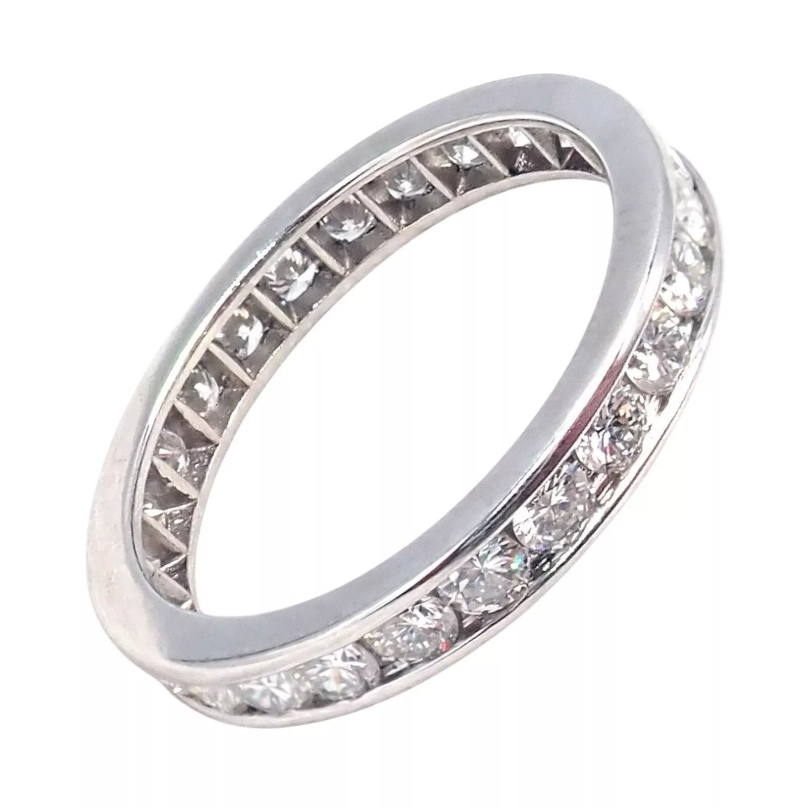 Tiffany & Co. Tiffany & Co Platinum 0.80ct Diamond Eternity 3mm Band Ring Size ONE SIZE - 8 Thumbnail