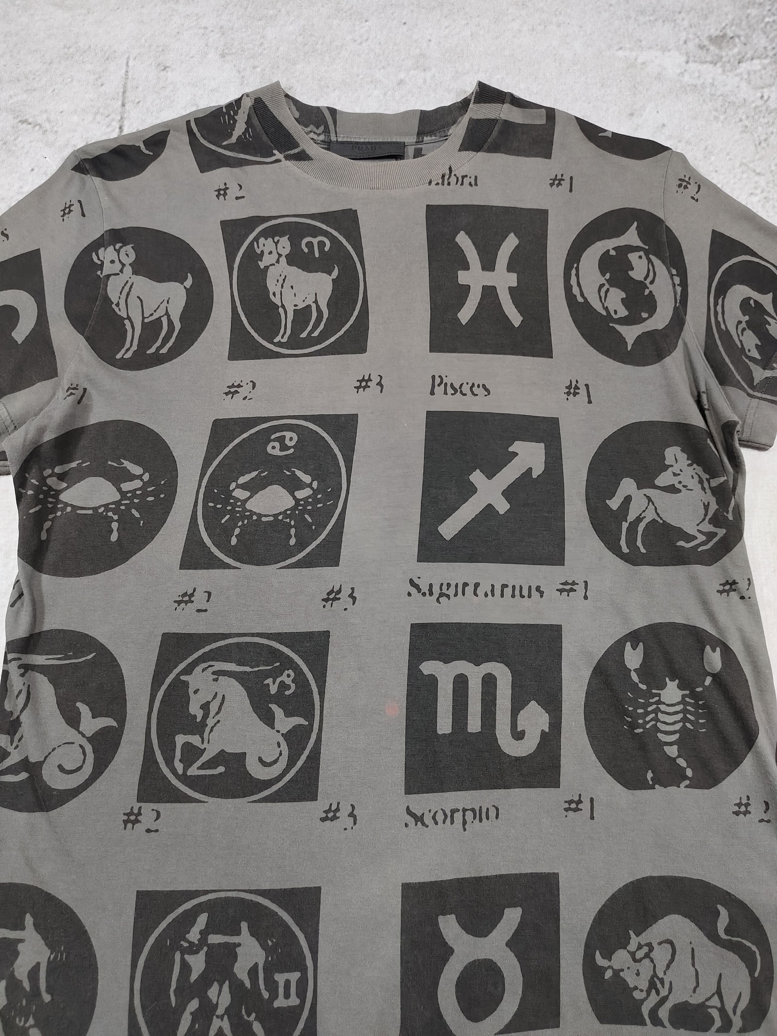 Prada 2000s PRADA- AOP Zodiac Astrology Graphic Washed Tee Size US M / EU 48-50 / 2 - 3 Thumbnail