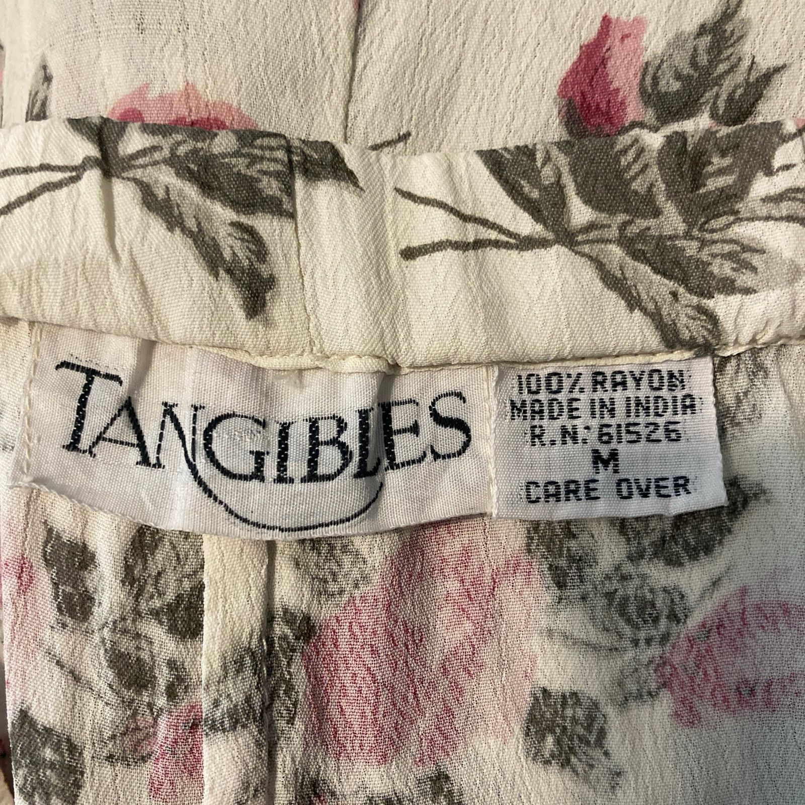 Other Tangibles Lightweight Ivory White Pink Green Floral Skirt Size 30" / US 8 / IT 44 - 10 Thumbnail