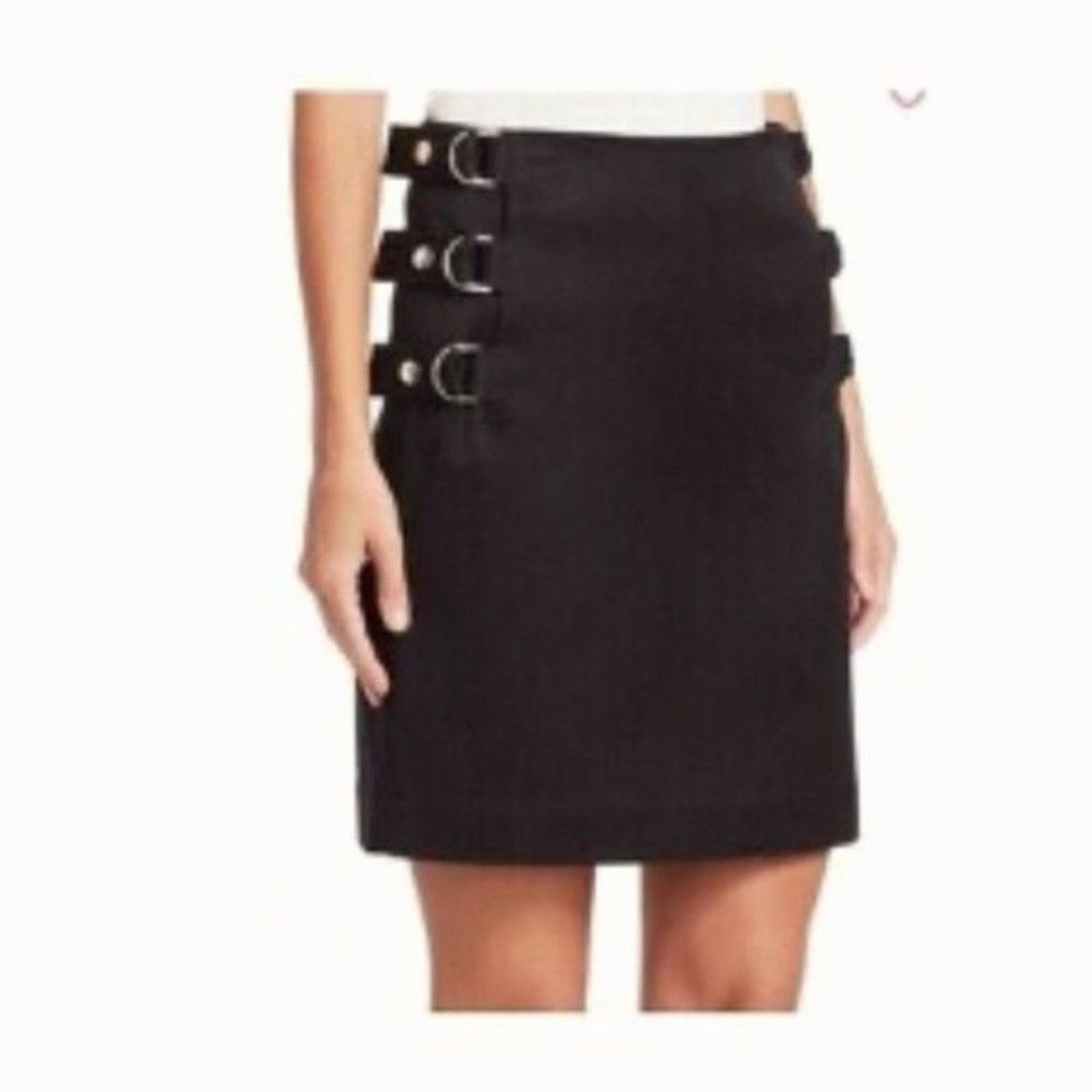 Helmut Lang Helmut Lang buckle straight skirt black size 8 Size 30" / US 8 / IT 44 - 6 Thumbnail