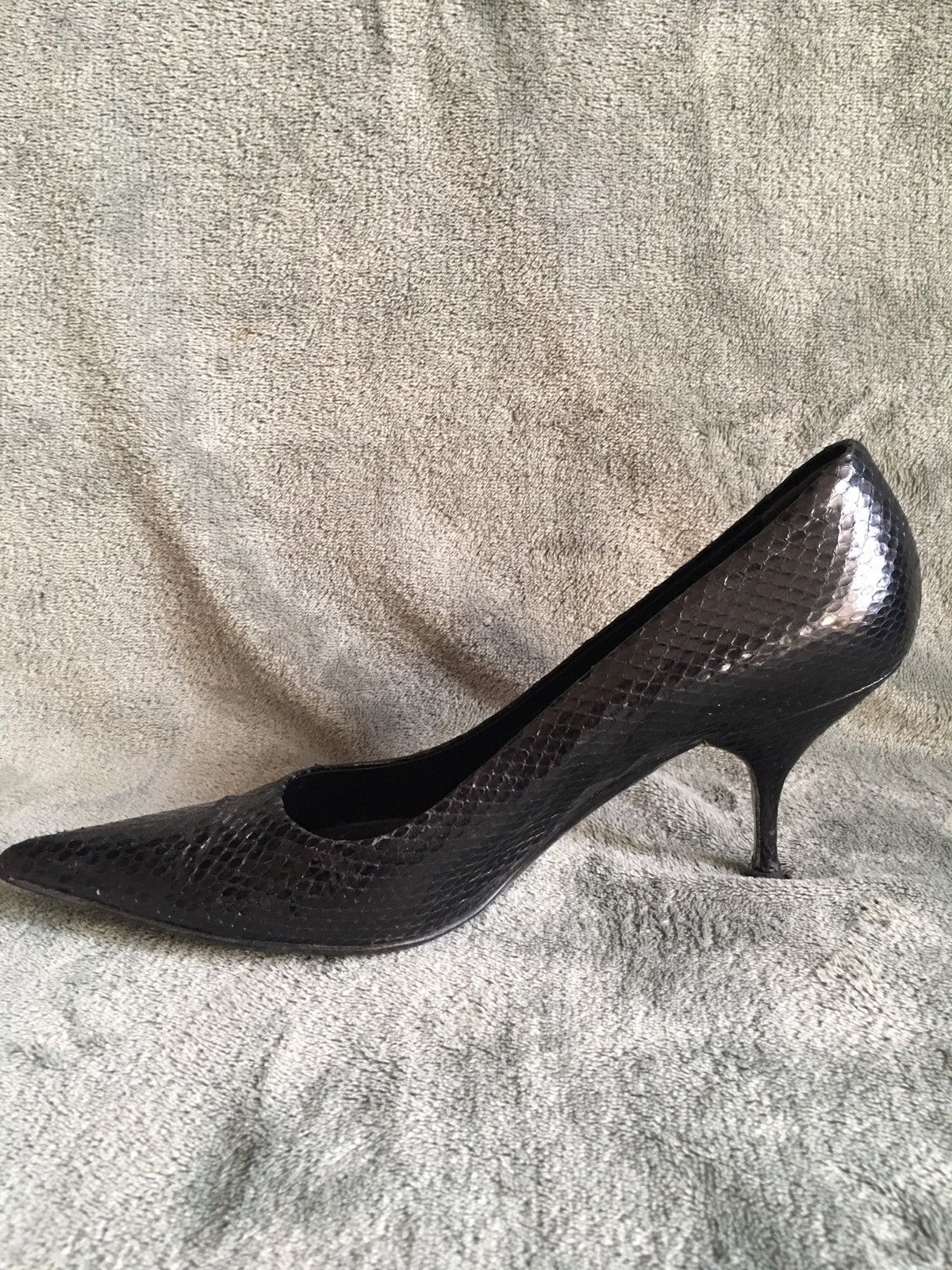 Prada PRADA Black Leather Snake Design Heels Pumps Size EU 39 Size US 9 / IT 39 - 9 Thumbnail