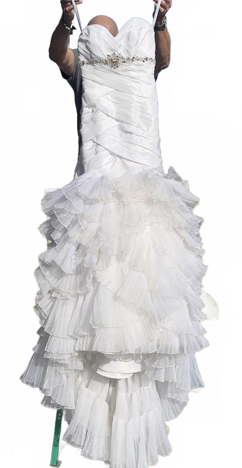 Other Alfred Angelo Elegant White Ruffled Formal Wedding Dress Size M / US 6-8 / IT 42-44 - 3 Thumbnail