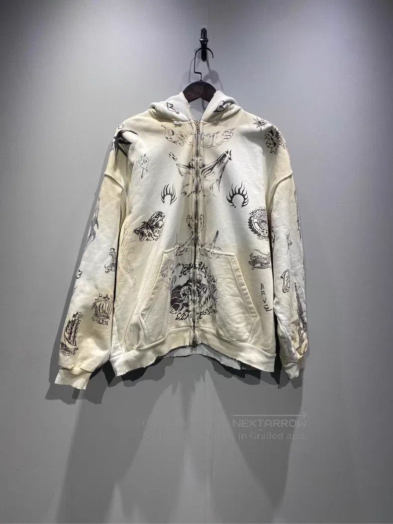 Balenciaga Balenciaga Tattoo distressed white graffiti zipper hoodie Size US L / EU 52-54 / 3 - 1 Thumbnail