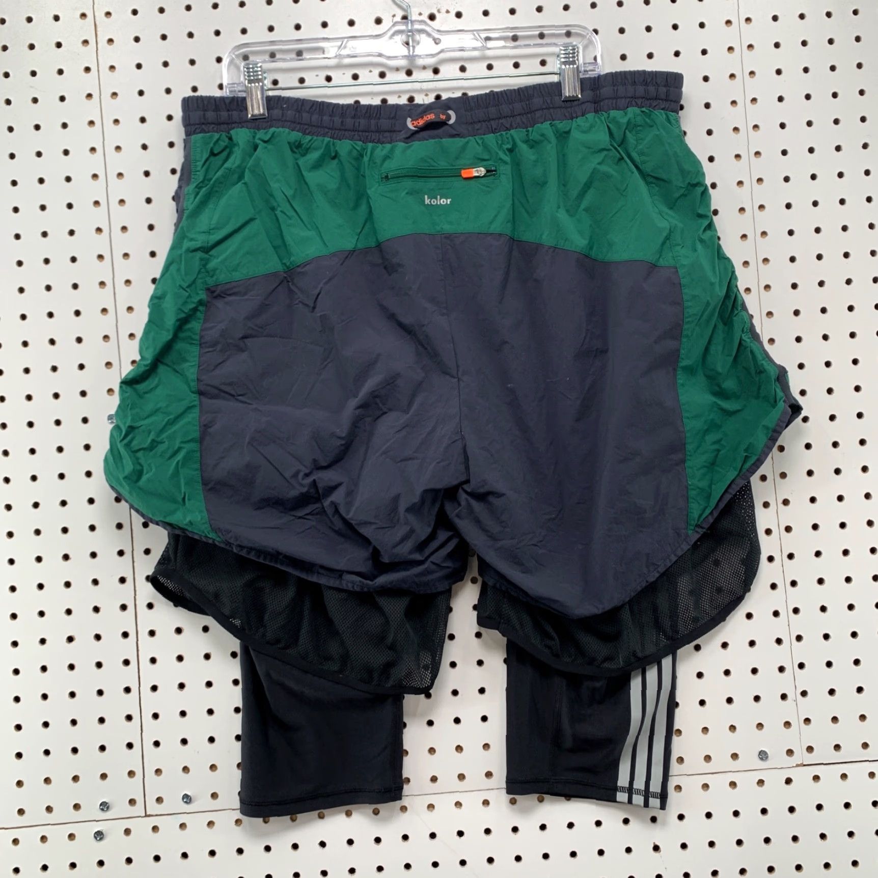 Adidas Adidas Running Shorts Mens XL Blue Green Compression Lined Zip Pockets Size US 36 / EU 52 - 2 Thumbnail