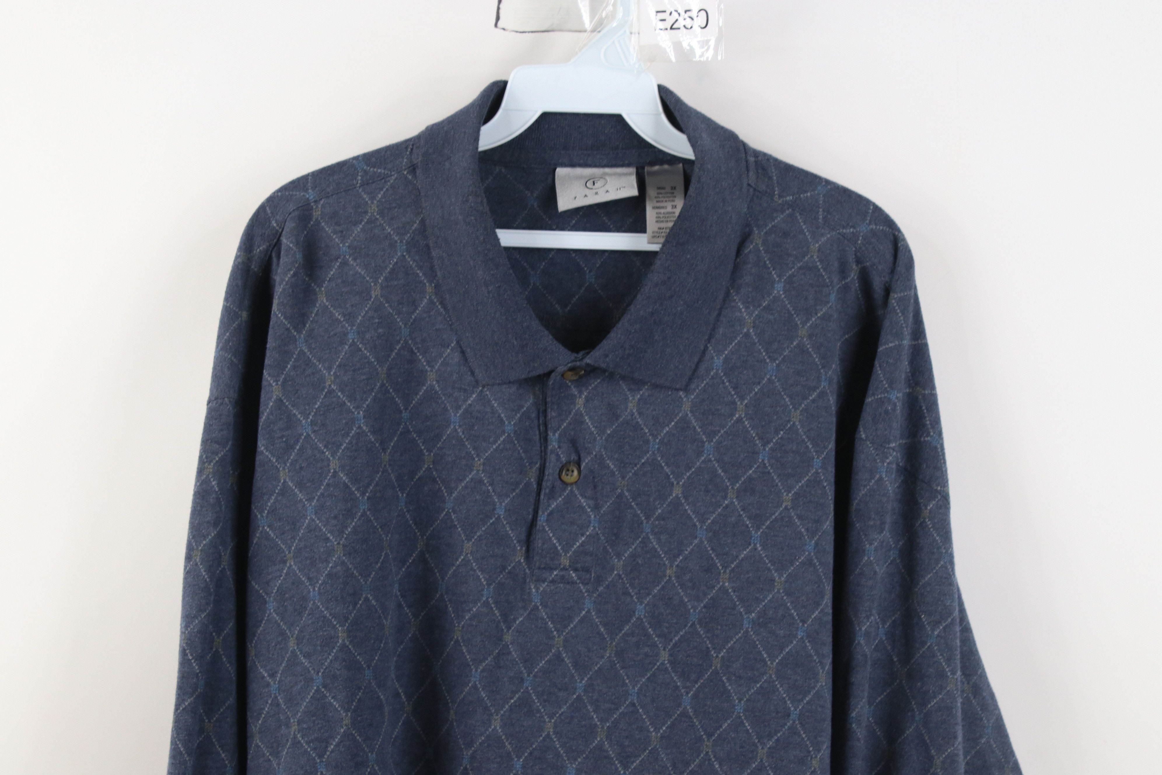 Vintage Vintage 90s Streetwear Diamond Knit Long Sleeve Rugby Polo Size US XXL / EU 58 / 5 - 2 Thumbnail