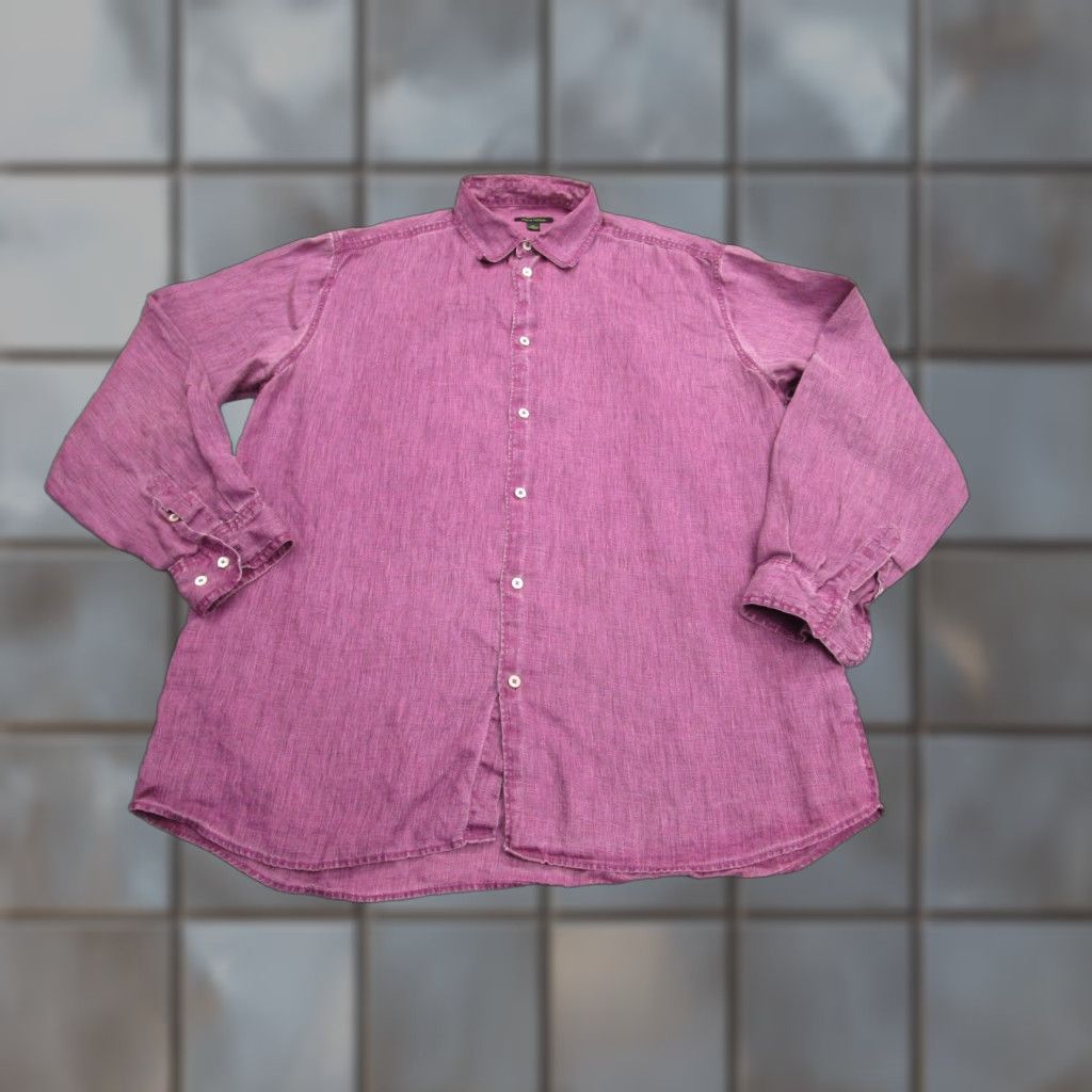 Vintage Martin Gordon Shirt Mens XL Purple 100% Linen Long Sleeve Old Money Quiet Luxury Size US XL / EU 56 / 4 - 1 Thumbnail