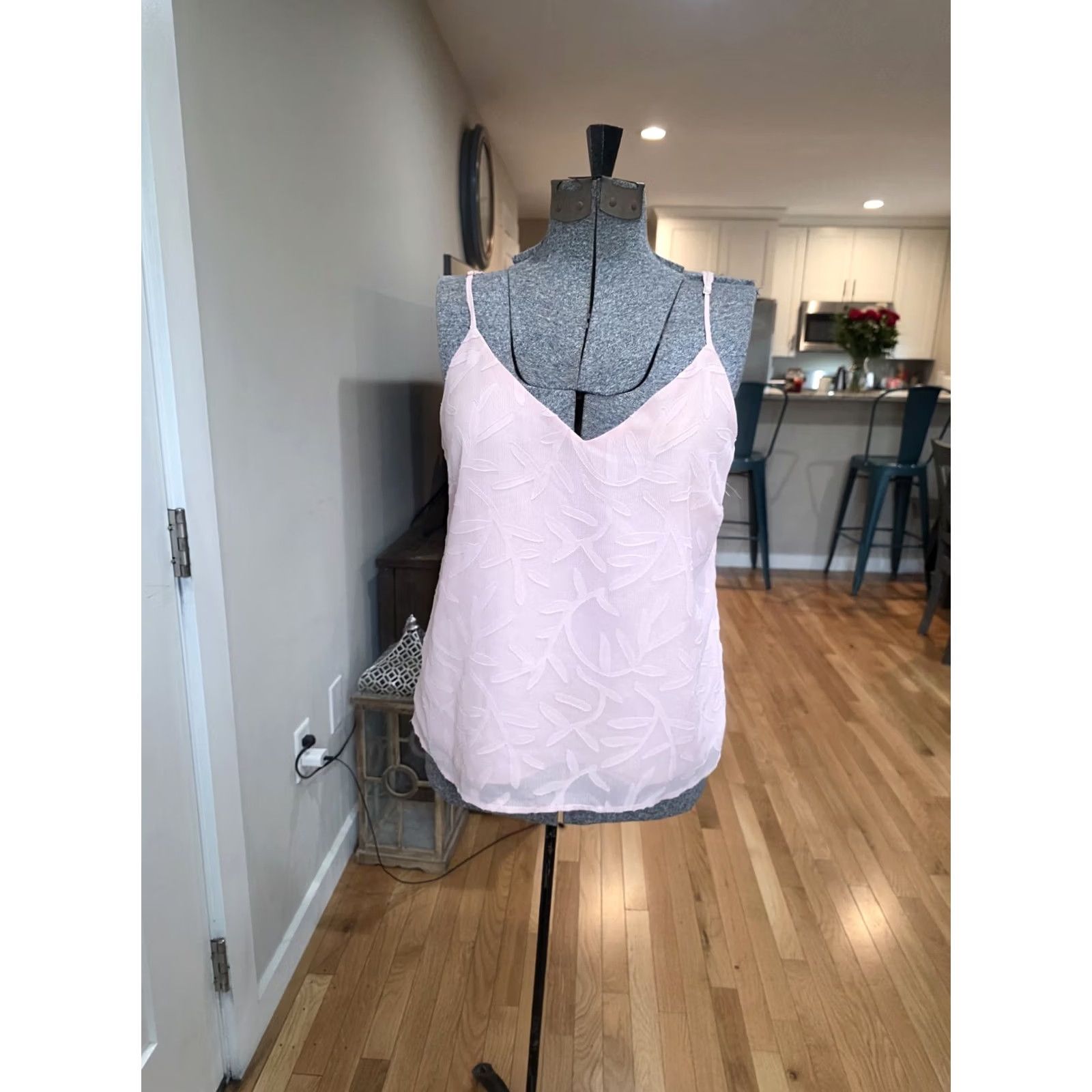 Vintage A New Day Cami Top Tank Light Pink Leaf Print L Womens Size L / US 10 / IT 46 - 3 Thumbnail