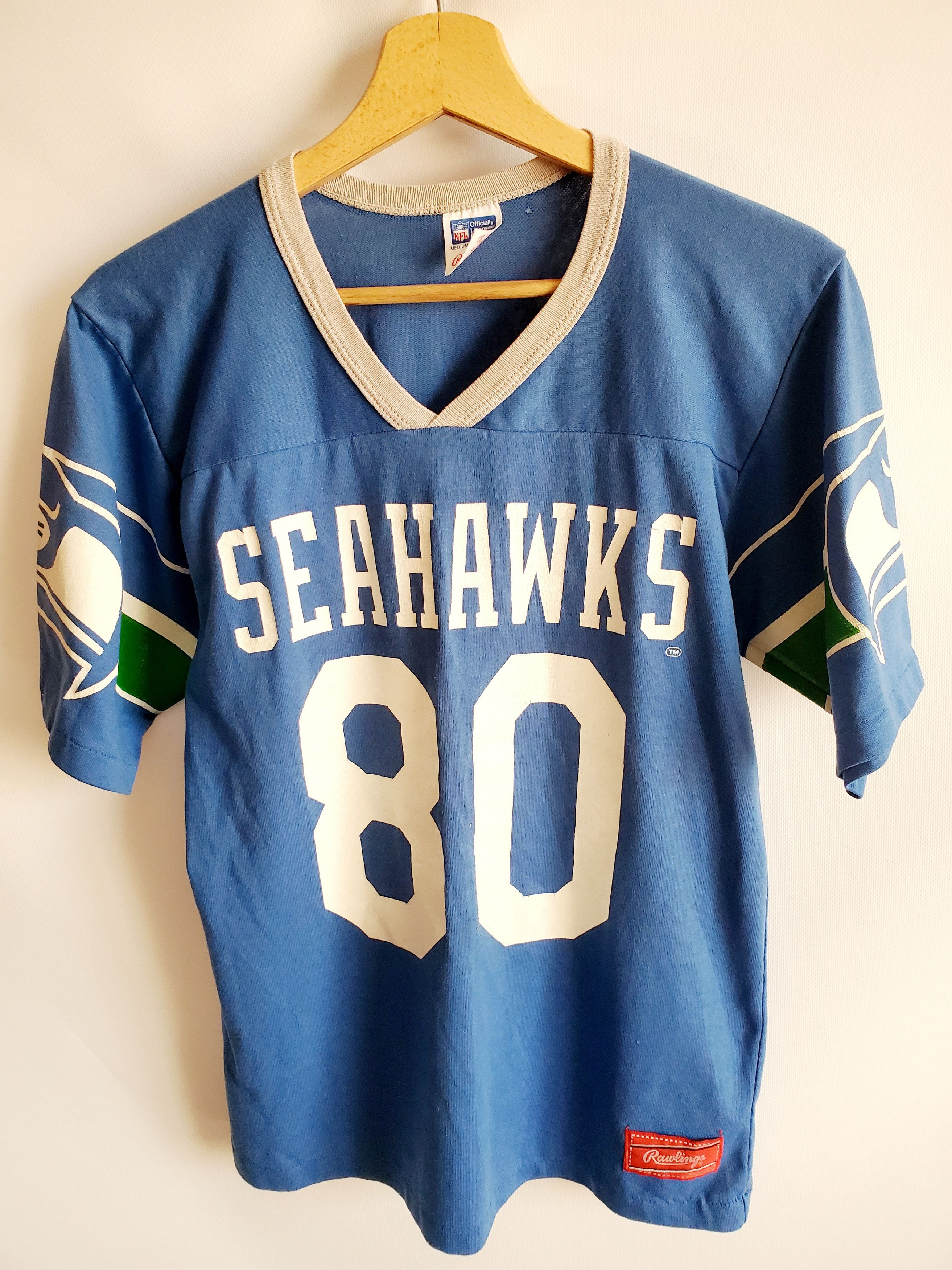 SEATTLE SEAHAWKS STEVE LARGENT VINTAGE 80s SALEM SPORTSWEAR CARICATURE  TSHIRT