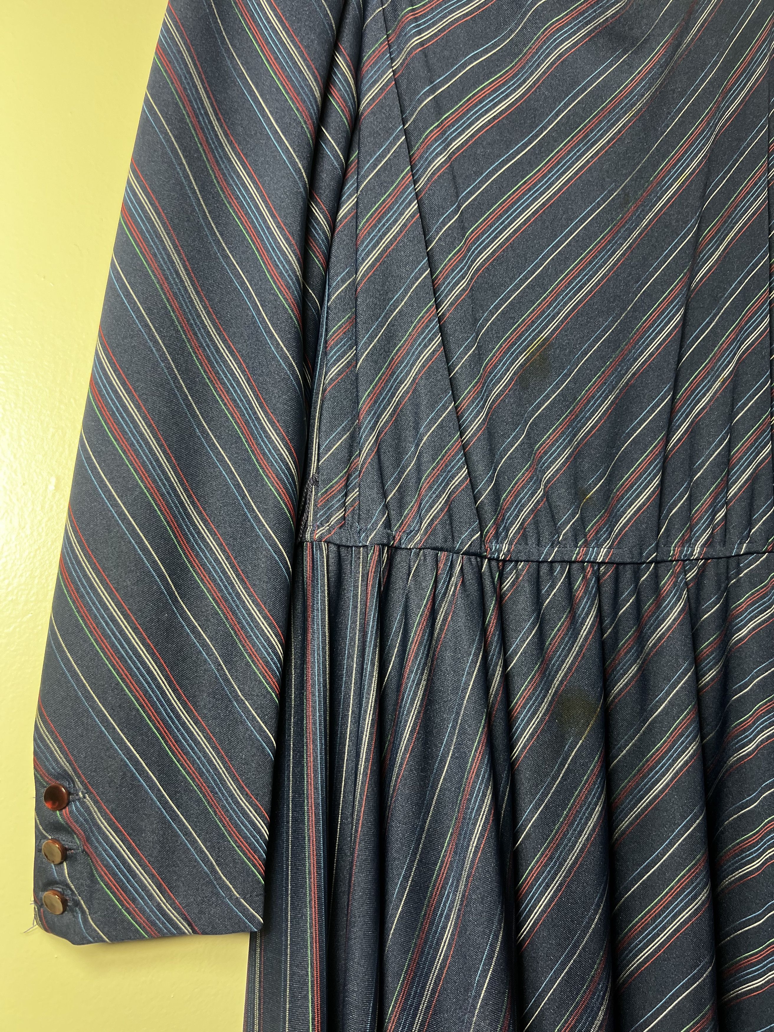 Other × Vintage Vintage 70's-80's S.L. Petites Blue Stripe Long Sleeve Dress Size M / US 6-8 / IT 42-44 - 6 Thumbnail