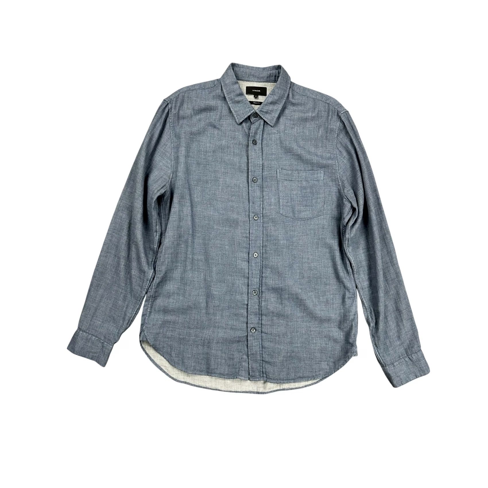 Vince Vince Blue Double Face Long Sleeve Button-Down Shirt M Mens Classic Fit Size US M / EU 48-50 / 2 - 2 Thumbnail