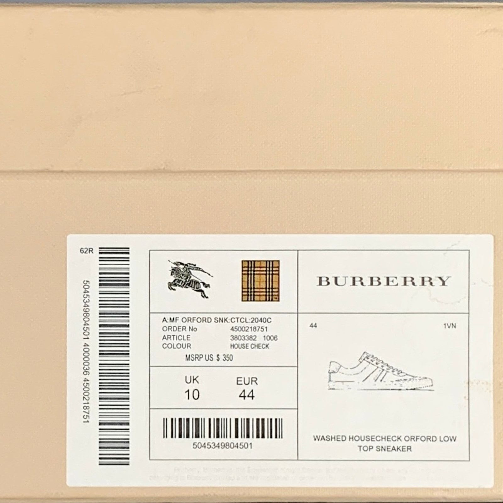 Burberry BURBERRY Size 10 Tan Brown Plaid Low Top Sneakers Size US 10 / EU 43 - 11 Thumbnail
