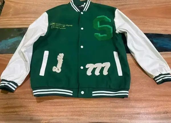 Japanese Brand New GREEN Nature Bomber Jacket Varsity Jacket Size US XXL / EU 58 / 5 - 3 Thumbnail