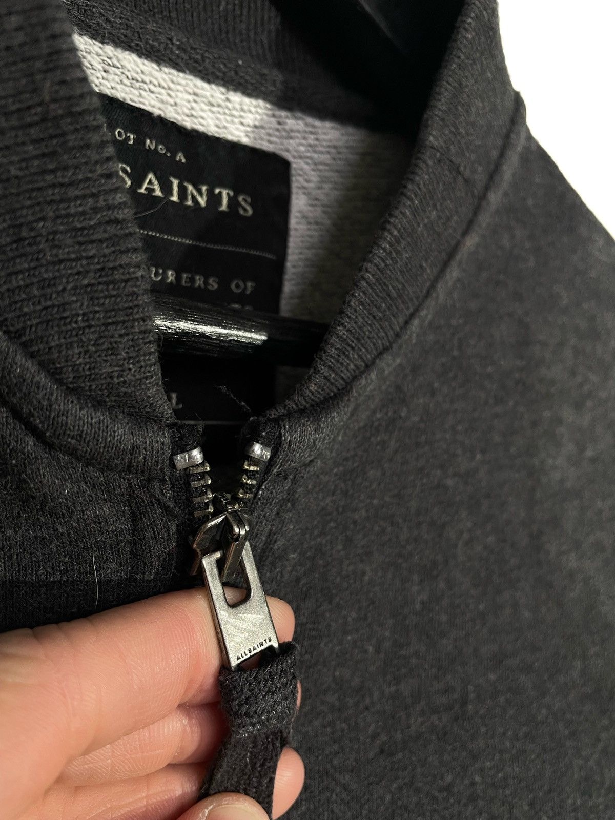 Allsaints × Designer Allsaints Men Gray Bomber Zip Sweatshirt 100% Cotton Size S Size US S / EU 44-46 / 1 - 6 Thumbnail