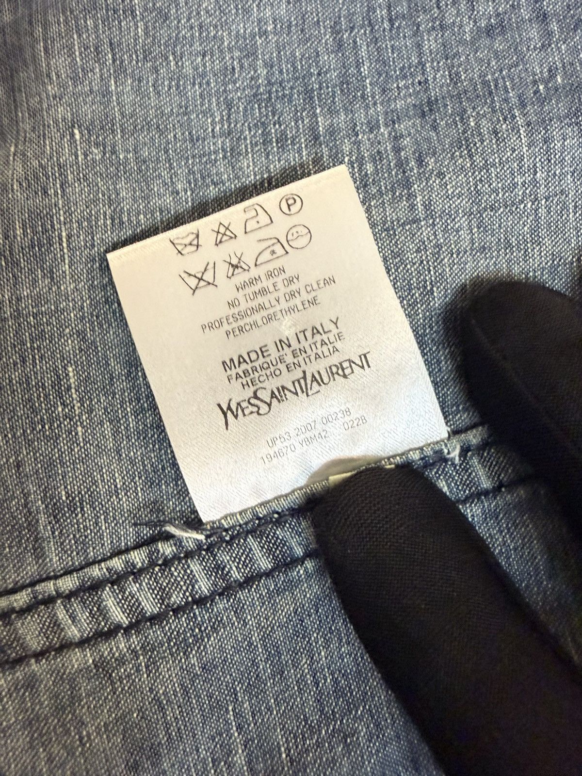 Yves Saint Laurent YSL SS2007 Cotton-Linen Denim Patchwork Chore Jacket - IT 54 Size US L / EU 52-54 / 3 - 21 Thumbnail
