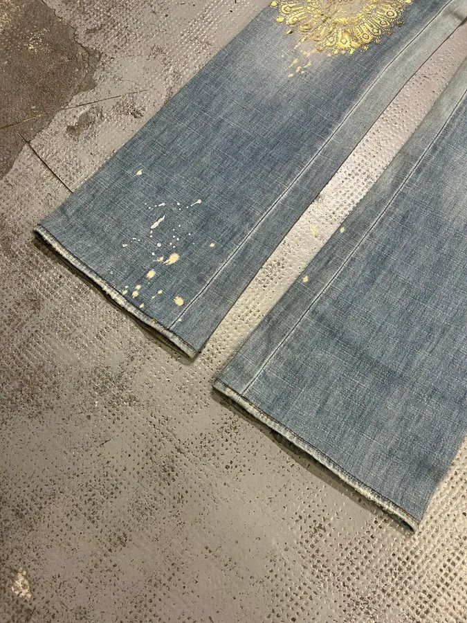Just Cavalli SS2006 Cavalli Gold Embellished Light Blue Distressed Jeans Size US 30 / EU 46 - 7 Thumbnail