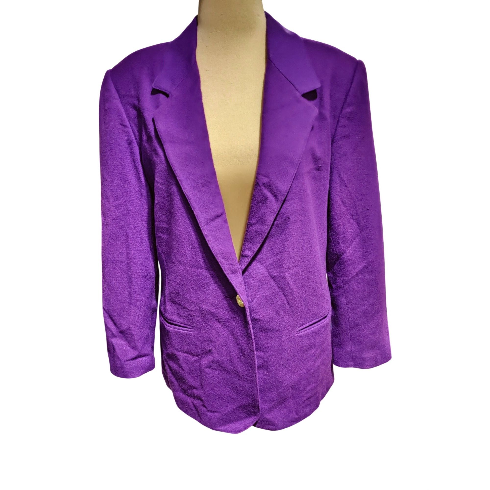 Vintage Vintage Adolfo International 12 Purple Wool Blazer Gold Butt Size XL / US 12-14 / IT 48-50 - 16 Thumbnail