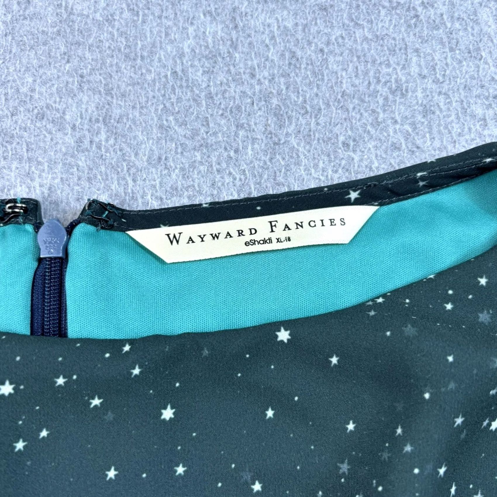 Vintage Wayward Fancies Dress Women XL Green Star Ombre Fit Flare Midi Pockets Celestial Size XXL / US 16-18 / IT 52-54 - 3 Thumbnail