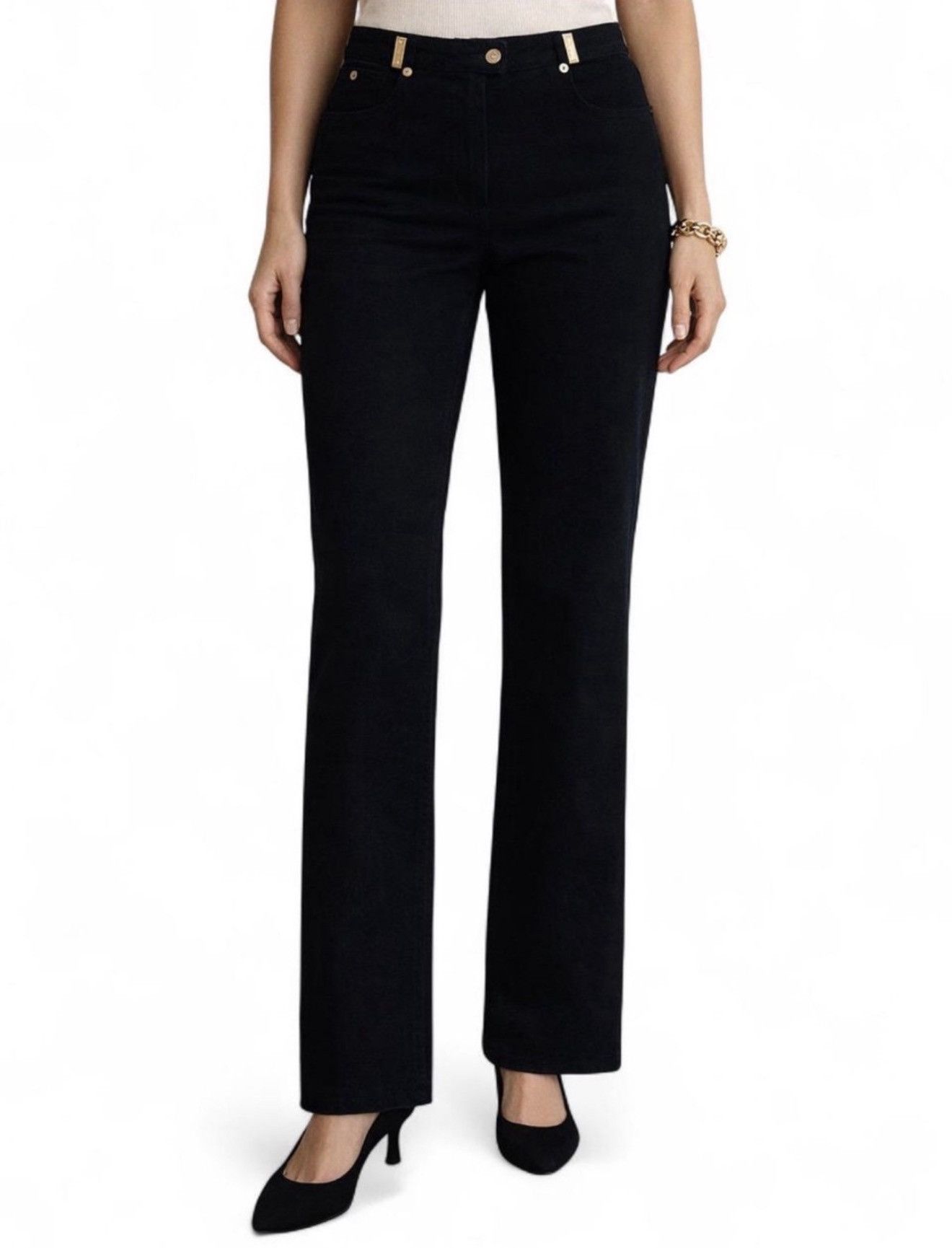 St. John $345 - VTG St. John Sport Black High Rise Trousers | Size: 6 Size 27" / US 4 / IT 40 - 1 Thumbnail