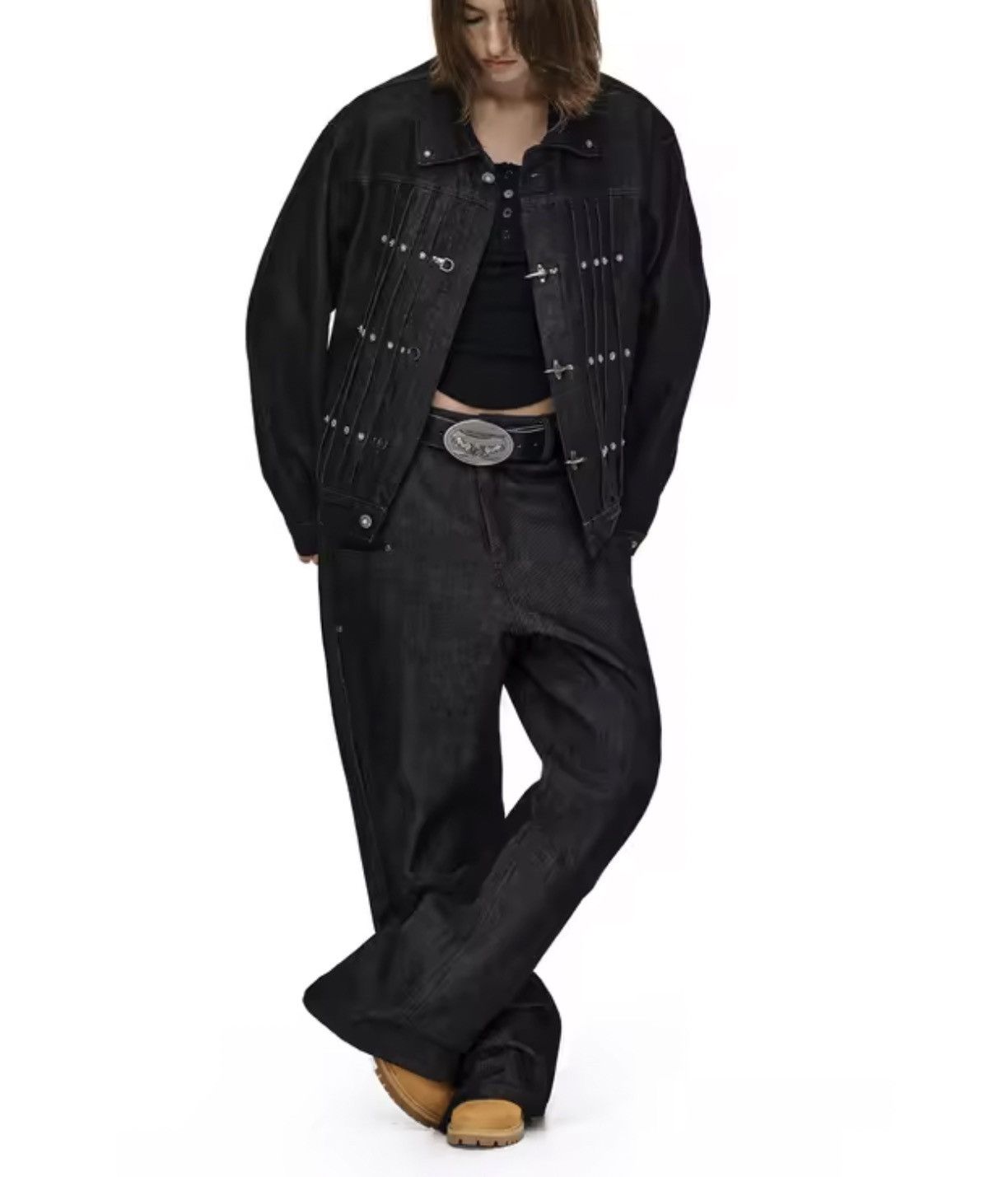 Japanese Brand Fireman Clasp Black Cropped Denim Jacket Size US M / EU 48-50 / 2 - 10 Thumbnail