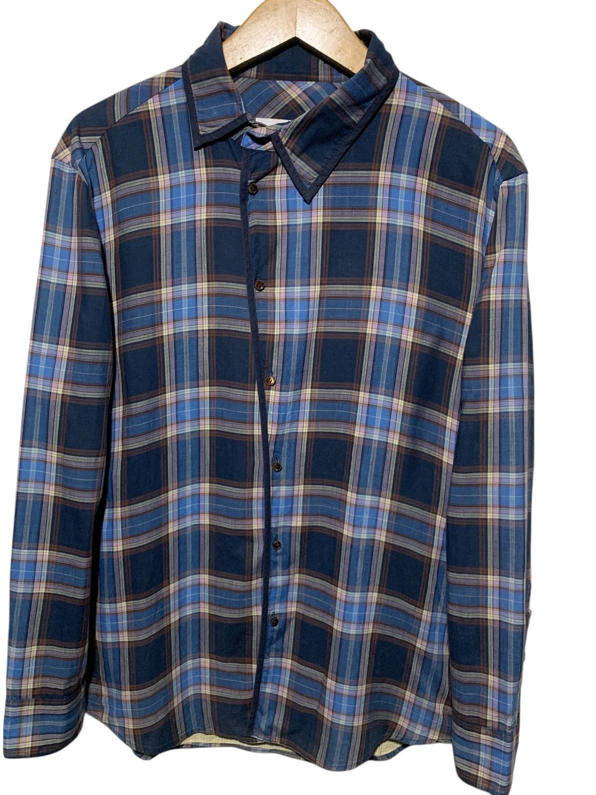 Solid Homme Solid Homme x Wooyoungmi asymmetrical blue check shirt Size US M / EU 48-50 / 2 - 2 Thumbnail