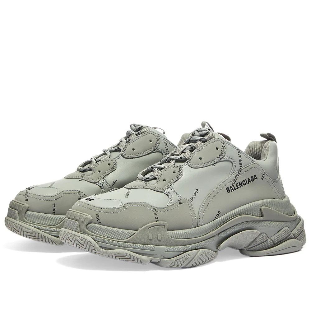 Balenciaga Balenciaga All Over Logo Triple S Leather Free Sneaker Grey Size US 11 / EU 44 - 4 Thumbnail