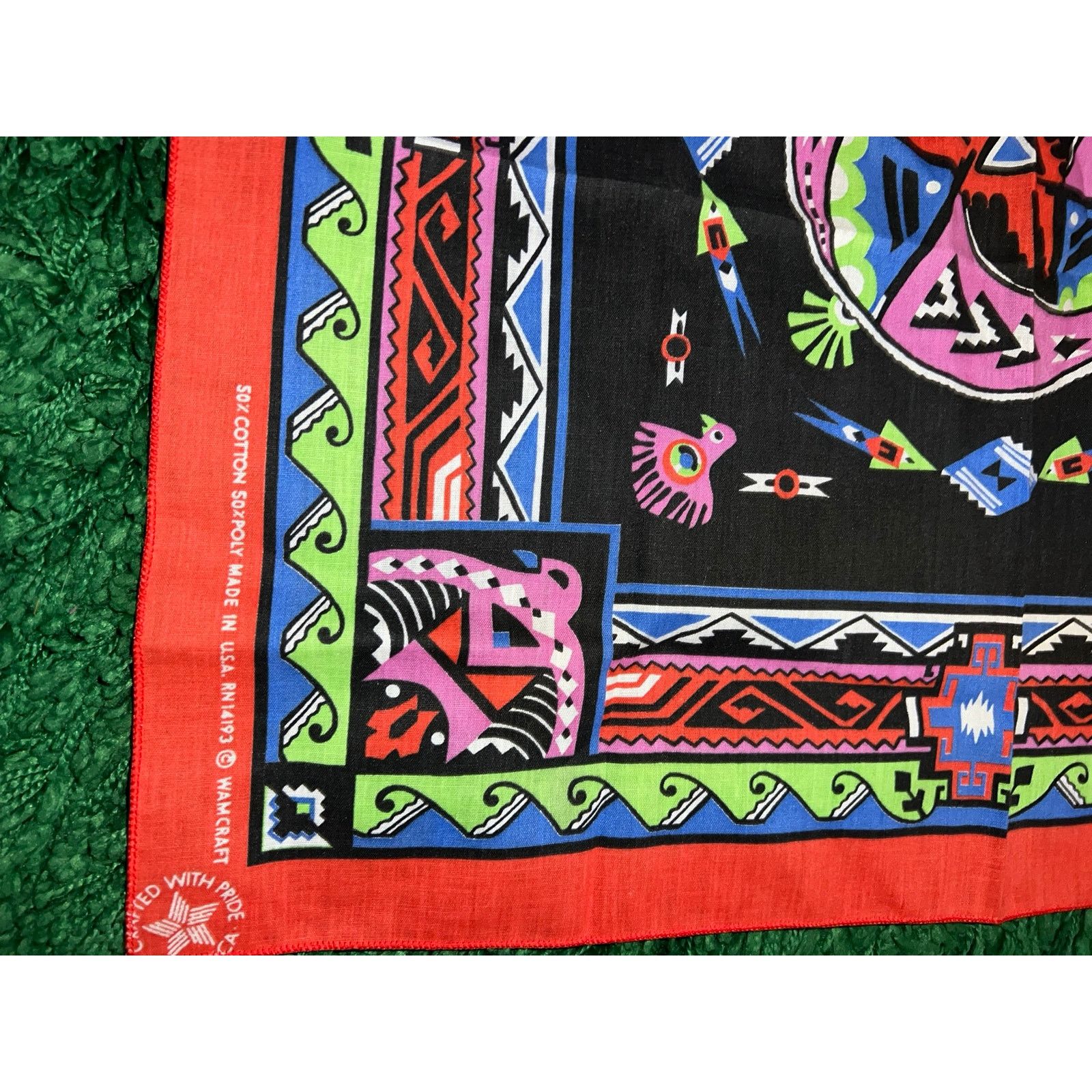 Vintage Vintage South Western Native American Design Art Red Bandana Size ONE SIZE - 6 Thumbnail
