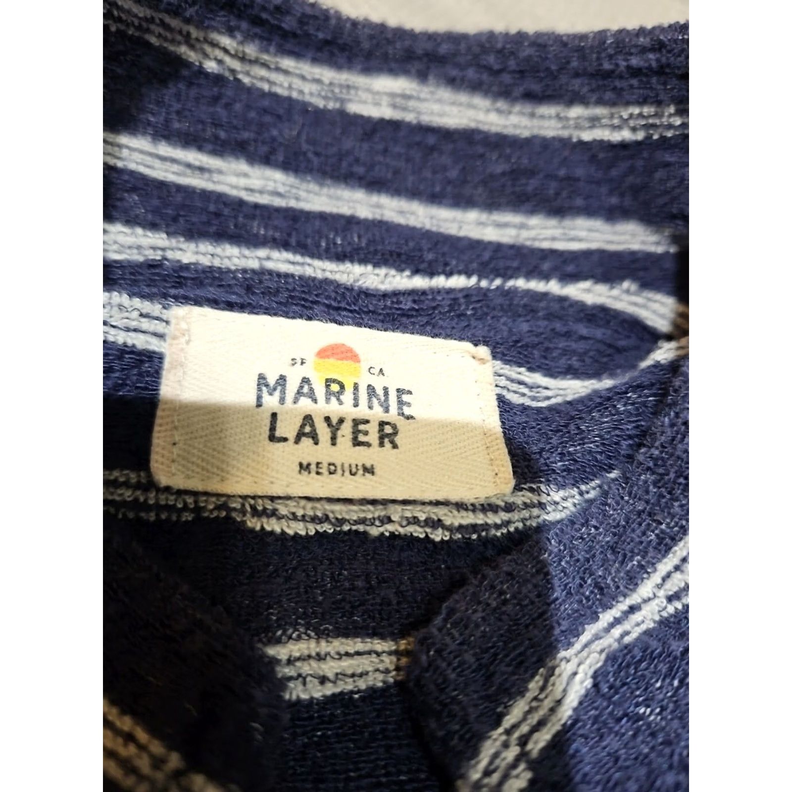Marine Layer VINTAGE Marine Layer Shirt Romper Womens Medium Blue Stripe Drawstring Zip One Piece Size 32" / US 10 / IT 46 - 7 Thumbnail